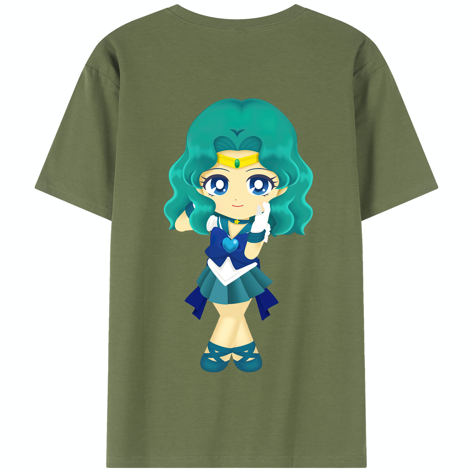 （画像用） 美少女戦士セーラームーン 海王 みちる（かいおう みちる） Sailor Moon Kaiou Michiru 綿100％半袖Tシャツ（背面プリント）